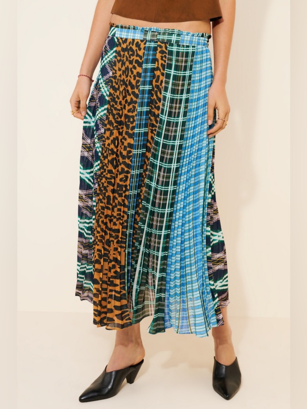 Maeve Sheer Pleated Swing Maxi Skirt Size 2X 57369